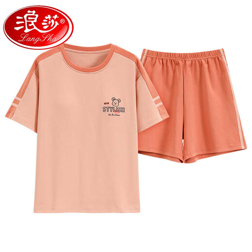 浪莎（LangSha）2025年纯棉夏季睡衣女士套头睡衣夏季短袖短裤舒适休闲家居服套装 Z9885 M 【建议80-100斤穿】