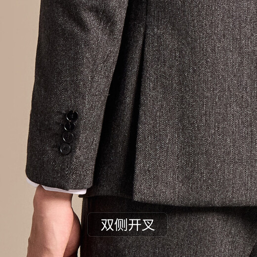 Antonio high-count worsted wool two-piece suit, men's light luxury twill slim-fit suit suit, Western men's business formal suit, gray 46 A (170/88A)