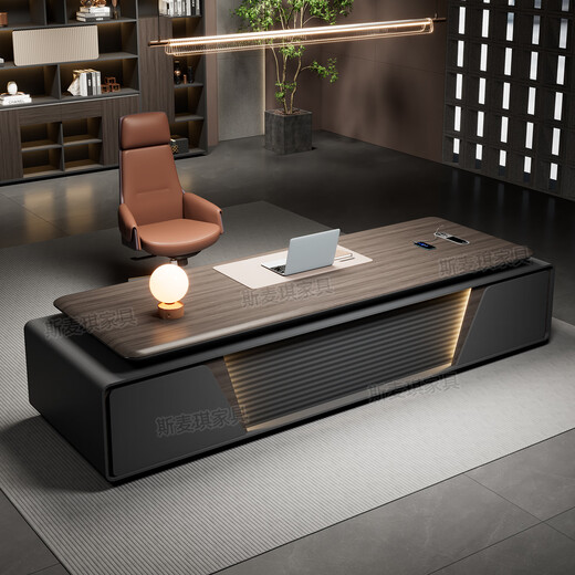 Simaqi boss desk office desk light luxury high-end modern simple short side cabinet president desk executive desk manager desk computer desk 2.0 meters table blister surface + chair + five-door bookcase