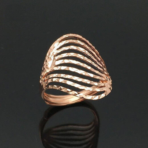 OEMG Old Phoenix Gold Store niche fashion Russian purple gold ring plated with 14K color gold rose gold carving hollow wide ring (opening adjustable)