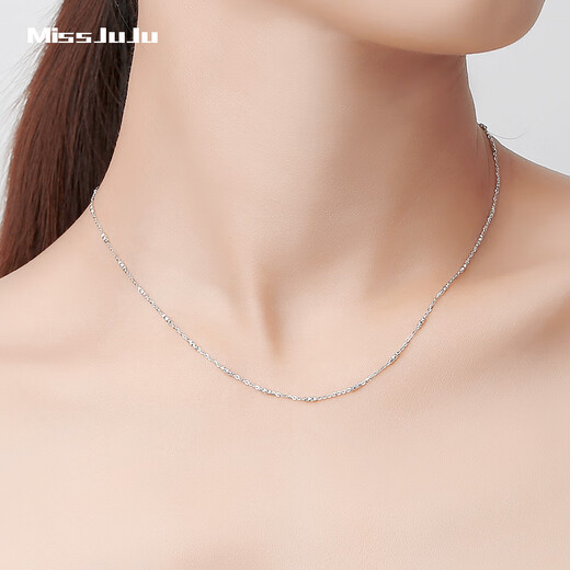 Miss JuJupt950 platinum necklace for women, platinum intercolumn O-shaped chain, diamond-shaped bamboo section with pendant plain chain, weight 3.3-3.5g, length 45cm, thickness about 1.3mm