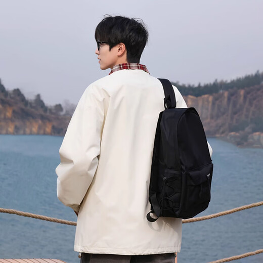 Cotton jacket men's autumn and winter lapel plaid jacket men's trendy Hong Kong style casual workwear top men black L