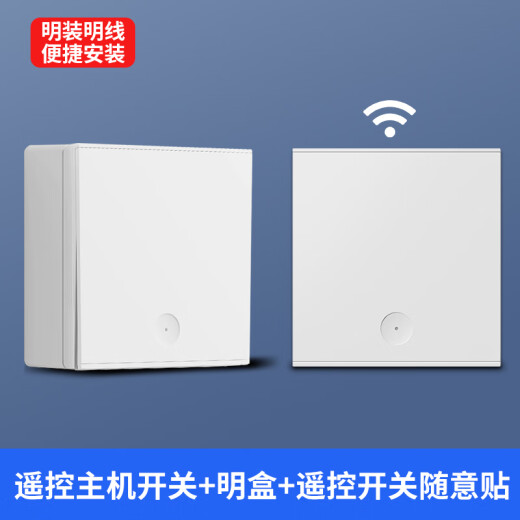 国际电工明装无线遥控开关面板家用照明220v墙壁86智能子母免布线双联双控 【明装灰色】1个三开副开关（738