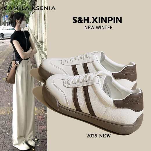 CAMILA KSENIA official website small c/k board shoes women's 2025 new summer casual versatile classic German training shoes fashionable sports white shoes beige brown 37