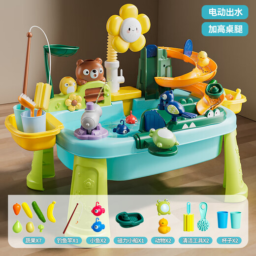 Dimanqi 2025 new children's dishwasher toy faucet circulation water hot-selling cooking and playing kitchen girl [upgraded electric version + table legs] blue