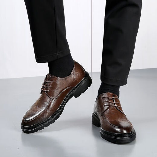 
CARTELO 2025 men's shoes new men's autumn business formal wear breathable leather shoes British soft leather soft sole casual wedding 9903 black affordable model 38