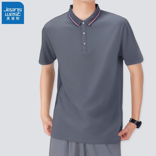 真维斯（Jeanswest）短袖POLO衫夏季纯色绣标上衣服polo衬衫 黑色698 4XL （建议160-180斤）