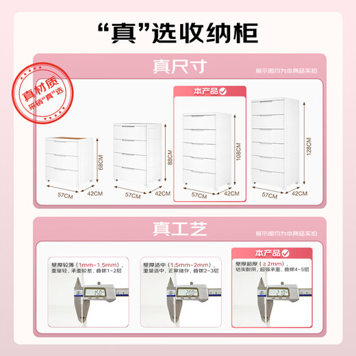 JEKO&JEKO drawer-type storage cabinet bedroom living room storage cabinet wardrobe bedside table toy snack organizer chest of drawers five layers