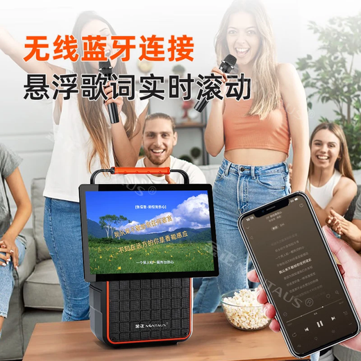 Jinzheng square dance audio with display screen wireless microphone Bluetooth home ktv singing karaoke karaoke machine integrated video outdoor trolley speaker outdoor audio 1033 30# mobile phone with screen flagship version (dual microphones)