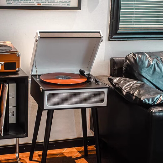 
ROBERILLINE Vintage Vinyl Recorder Gramophone Audio Living Room Decoration Vintage Recorder MM Dynamic Magnetic Speaker Elegant Black
