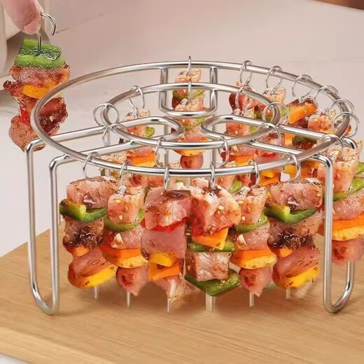 Vertical 48 skewers stainless steel air fryer stainless steel grill barbecue household oven kitchen skewers meal tray air fryer grill + 48 skewers