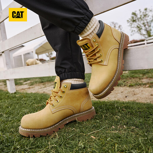 CAT Carter Big Yellow Boots Martin Boots Women's Shoes Light Outdoor Casual Cowhide Girls' Middle Top Shoes P312361N3EDC25 Yellow 37