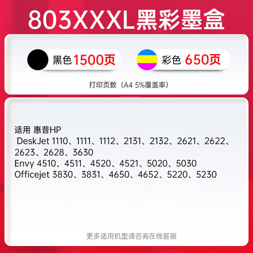 Tianwei (PRINT-RITE)803XXXL ink cartridge black color set for HP hp 2622 2132 2621 1111 2131 2130 5022 5055 printer ink cartridge display ink quantity