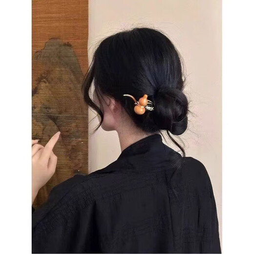 CHUXIANG creative faucet sandalwood hairpin with funny design gold hairpin new Chinese style hairpin as a gift for besties Ancient style gourd coin hairpin with tassels A16-304