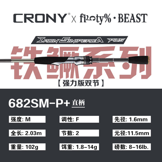 CRONY科尼托马斯共创25新款铁鱖路亚竿轻量高硬度高性能远投鳜鱼竿虫竿 2.03m P+ 682SM-P+ 直柄两节