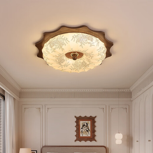 
Jundi medieval style bedroom lamp American retro LED ceiling lamp restaurant lamp simple bedroom lamp Guangdong Zhongshan lighting 3888A model - diameter 43CM - three-color dimming