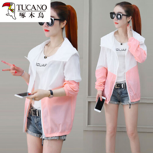 Woodpecker sunscreen clothes for women 2025 spring and autumn summer new Korean thin ins jacket for women loose sunscreen clothes light purple S recommended 98 Jin [Jin equals 0.5 kg] below