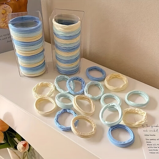 Dopamine gradient hair ring hair rope high elastic elastic band hair ins head rope ponytail thick hair accessories advanced three-color pattern mixed pack-20 pieces