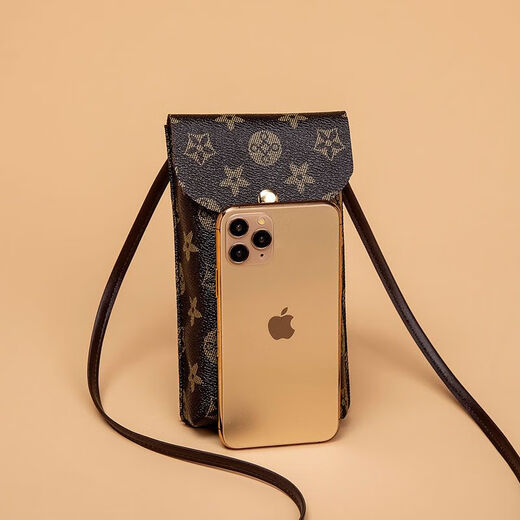 Kangaroo Rubik's Cube Mobile Phone Bag for Women Internet Celebrity Vertical Crossbody Mobile Phone Bag Retro Mini Mobile Phone Small Shoulder Bag Women's Light Mobile Phone Bag Brown Thickened Upgraded Multiple Compartments