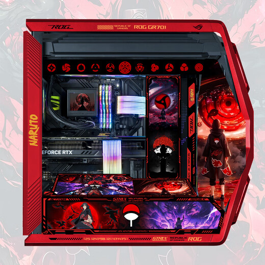 Asus (ASUS) ROG GR701 Creation God Case Snow Blowing Case EVA Asuka Co-branded Desktop Case ARGB Light Board Full Tower Custom Case White Case Power Water Cooling Set Naruto Theme (Black and Red Creation God + Light Board)
