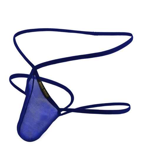 
2 packs of men's underwear high-square sexy mesh solid color cool breathable U-convex large bag hollow thong black 1 S