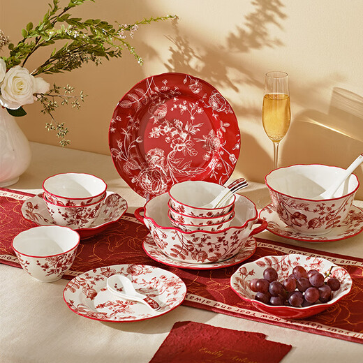 DearDali Rose Holiday Tableware Set for Best Friend Wedding Gift, Practical Ceramic Dish Set for Engagement Gift, Premium Food Gift Box for Two (Fast Next Day Delivery) 10-piece Set