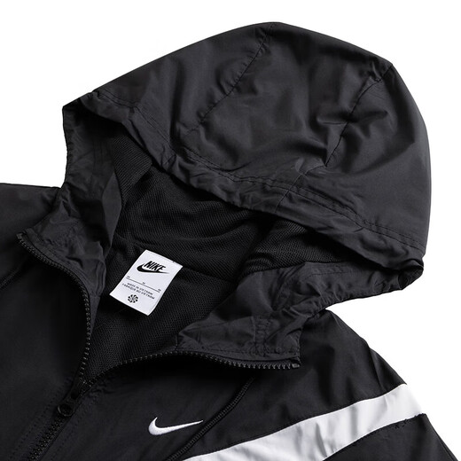 耐克（NIKE）连帽外套女装夏季大勾子梭织防风薄款透气防晒运动服休闲夹克上衣 HM8972-010 M