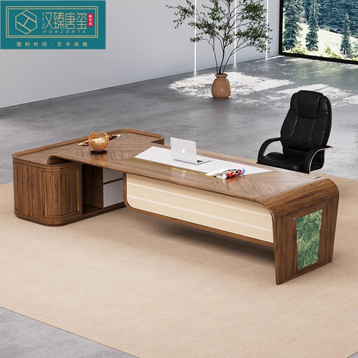 HONZONTX new Chinese style light luxury ash executive desk business office hotel B&B host boss desk filing cabinet furniture 2-meter desk