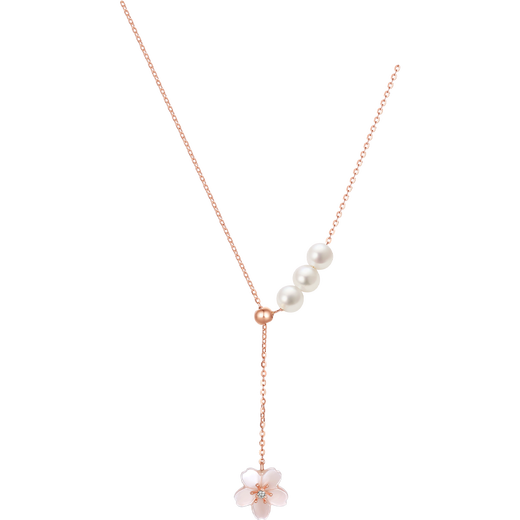 Saturday blessing 18K gold pearl necklace female cherry blossom mother-of-pearl gold necklace birthday gift X067962 about 40+5cm