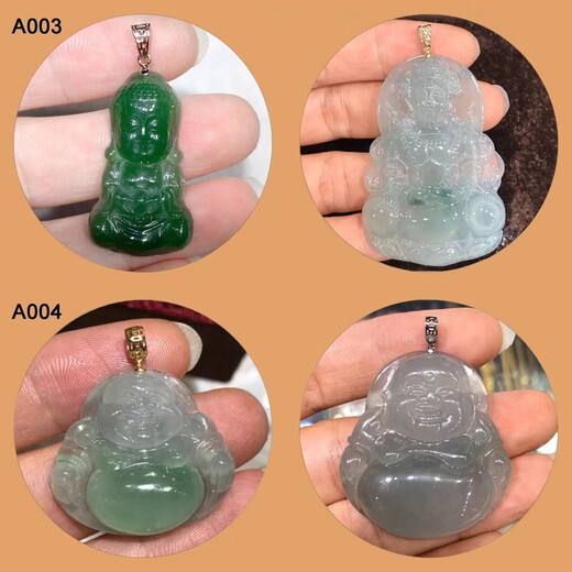 18k gold oblique hole jade buckle melon seed buckle pendant buckle Guanyin Buddha pendant jade clip buckle thick crown gold buckle A001 18K gold_ oblique hole special buckle