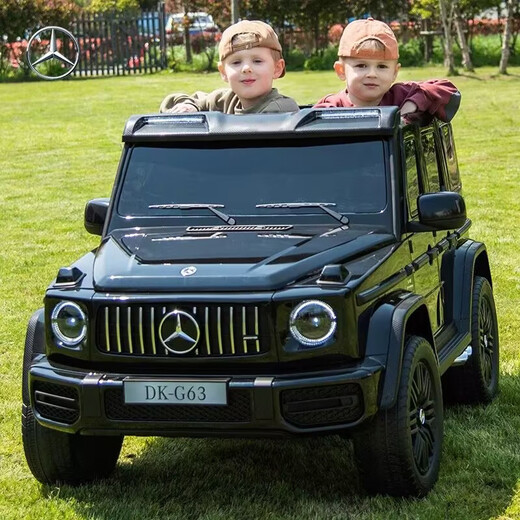Jingxuan children's car can sit in adults' remote control new Mercedes-Benz G63 children's electric car 4-wheel off-road remote control car super paint bright black = remote control four-wheel drive large motor Bluetooth 2 pieces four-drive