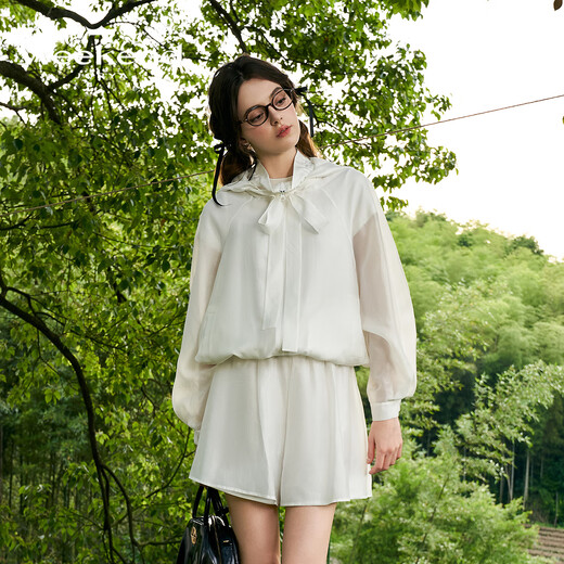
JORYA weekend 24 summer new romantic bud tie-length sports hooded waist-hugging loose jacket EJWEBQ70 white - coat S