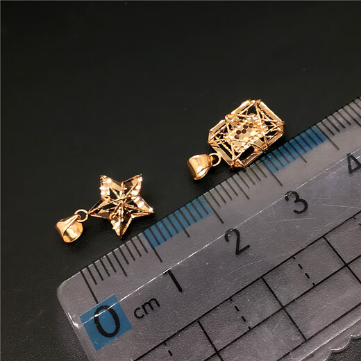 Youshu plated 14K rose gold AU585 brushed five-pointed star rectangular pendant, non-fading and fidelity, five-pointed star pendant