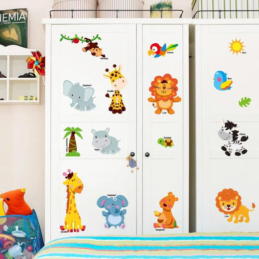 TMJD MISS幼儿园教室窗户贴纸 动物贴纸大号贴画婴儿童看的墙上墙壁画图片 动物贴AM9215、特大