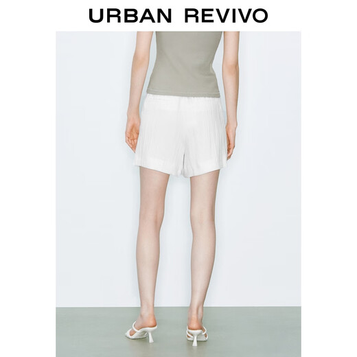 
UR2025 summer new women's clothing fashion temperament commuting versatile three-dimensional compressed shorts UWM650045 white S