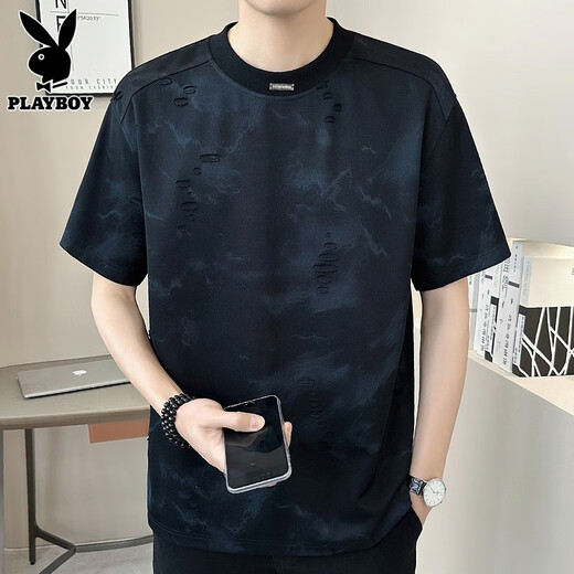 Playboy (Playboy) Andere kurzärmelige T-Shirts für Männer im Sommer trendy locker und hübsches rundes Hals halbärmelig T-Shirt für Männer 1049 White M.