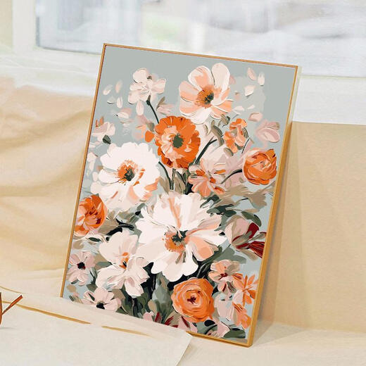 El tigre y las flores de tres aversiones son como el brocado de bricolaje de pintura al óleo digital de bricolaje