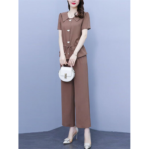 Specht Casual Professional Anzug für Frauen im Sommer 2025 Neue modische altersreduzierende Mutter M Muttertemperament Schlampe Hose Zweiköpfige Khaki [Temperatur/Altersreduzierung/-Modierung] M 90-105jin [Jin gleich 0,5 kg]