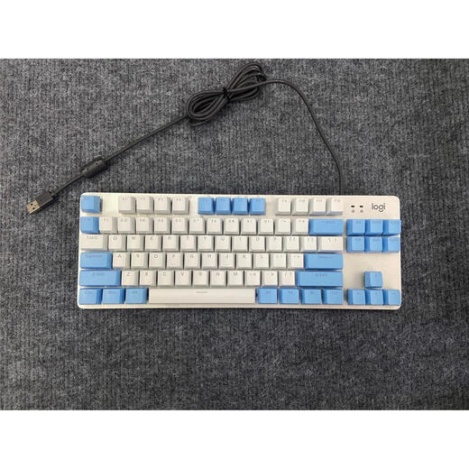 罗技原装K835马里奥有线机械键盘游戏办公悬浮键帽小型84键笔记本外设 95新内白外蓝 红轴