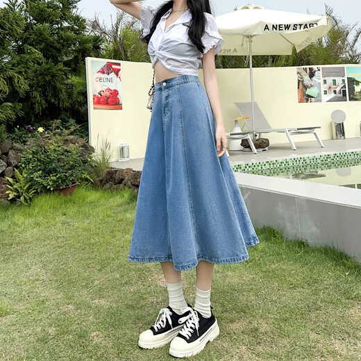 半身裙女夏季2025新款高腰显瘦中长款a字裙百搭大摆 XL