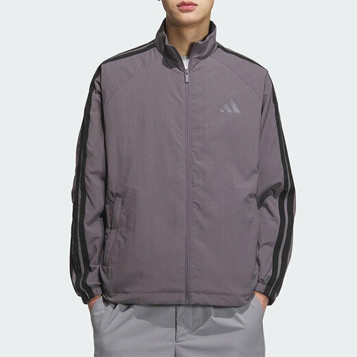 阿迪达斯 （adidas）外套男装2025夏季新款运动服梭织透气宽松舒适休闲立领夹克 KC3893深灰色 M