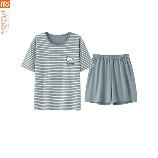 莫代尔睡衣女夏季2025年新款短袖条纹套装可外穿卡通韩版家居服 Y9856 M 75-95斤