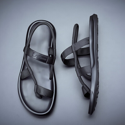 TTPMER sandals for men's Korean style soft sole non-slip casual beach shoes wear green trendy outdoor trendy men's sandals black 9866 38