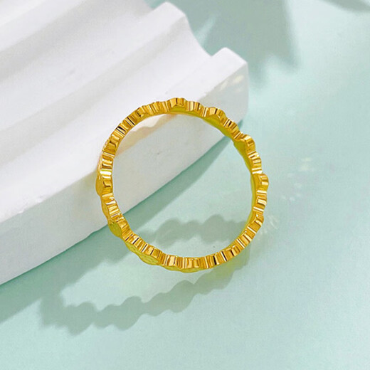 Laomiao gold gold ring solid gold broken ice gourd solid proposal ring ladies model birthday gift for girlfriend 12 rings about 2.55g