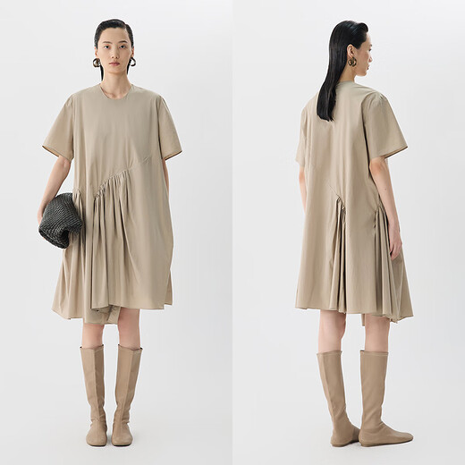 JNBY/Jiangnan Buyi Robe d'été à manches courtes et col rond ample 5P4G13790 Mi Kaki L