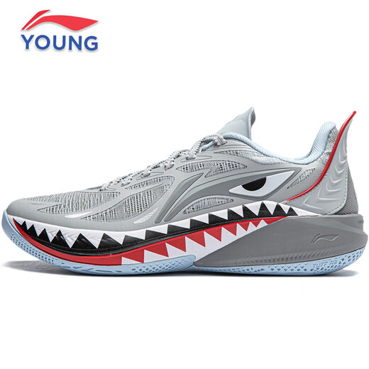 LI-NING KIDS李宁儿童篮球鞋音速12夏季男童减震回弹专业训练鞋防滑透气运动鞋 迷雾灰 38 码