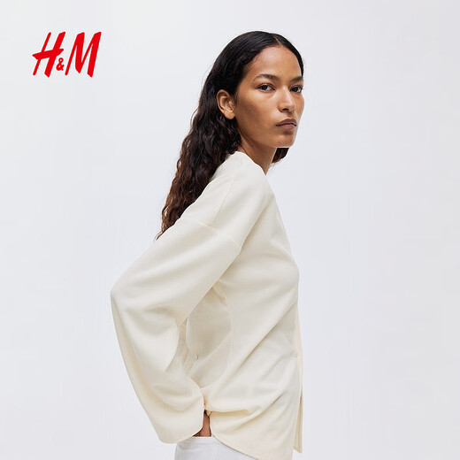 H&M 2025 new autumn women's front buttoned top 1310073 Cream M 165/96