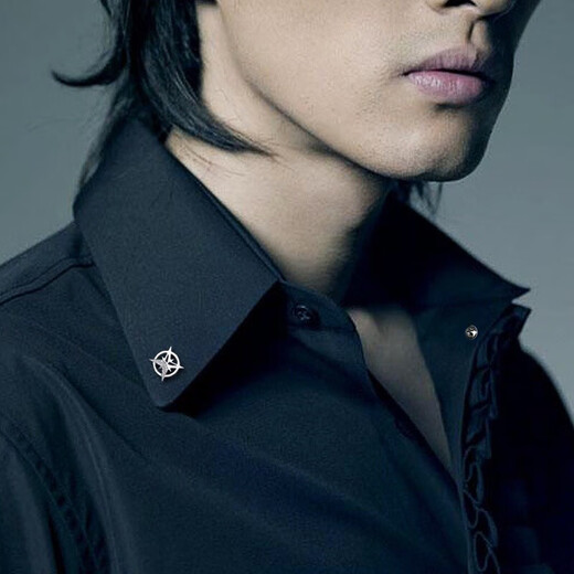 Men's suit jacket decorative brooch 6-pointed star badge button corsage small collar pin shirt collar button personalized trendy 6-pointed star gold 6-pointed star silver