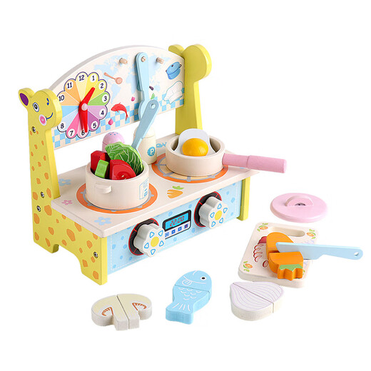 Chengliu Mini Mini Cocina de madera Simulación Simulación de la cocina Cabora de niños Kindergarten Boys and Girls Area Toys Elephant Cocina pequeña