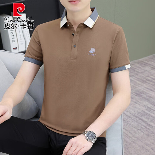 Pierre Cardin Sommer-Männer-Polo-Hemd kurzärmeliges T-Shirt mit Kragenhemd losen Respel atmungsablößere lässige einfache vielseitige, halbärmelige T 723 White M.